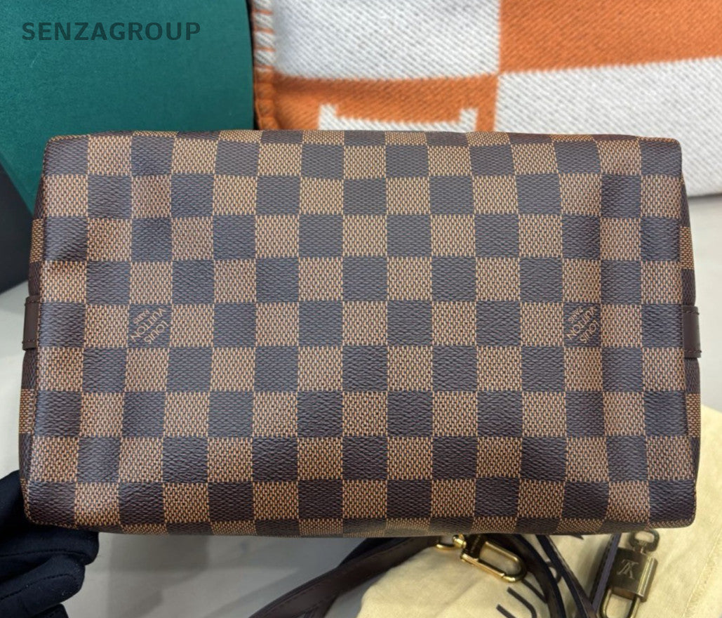 Louis Vuitton Speedy25 Top Handle Bag Crossbody Brown Gold Women Classic