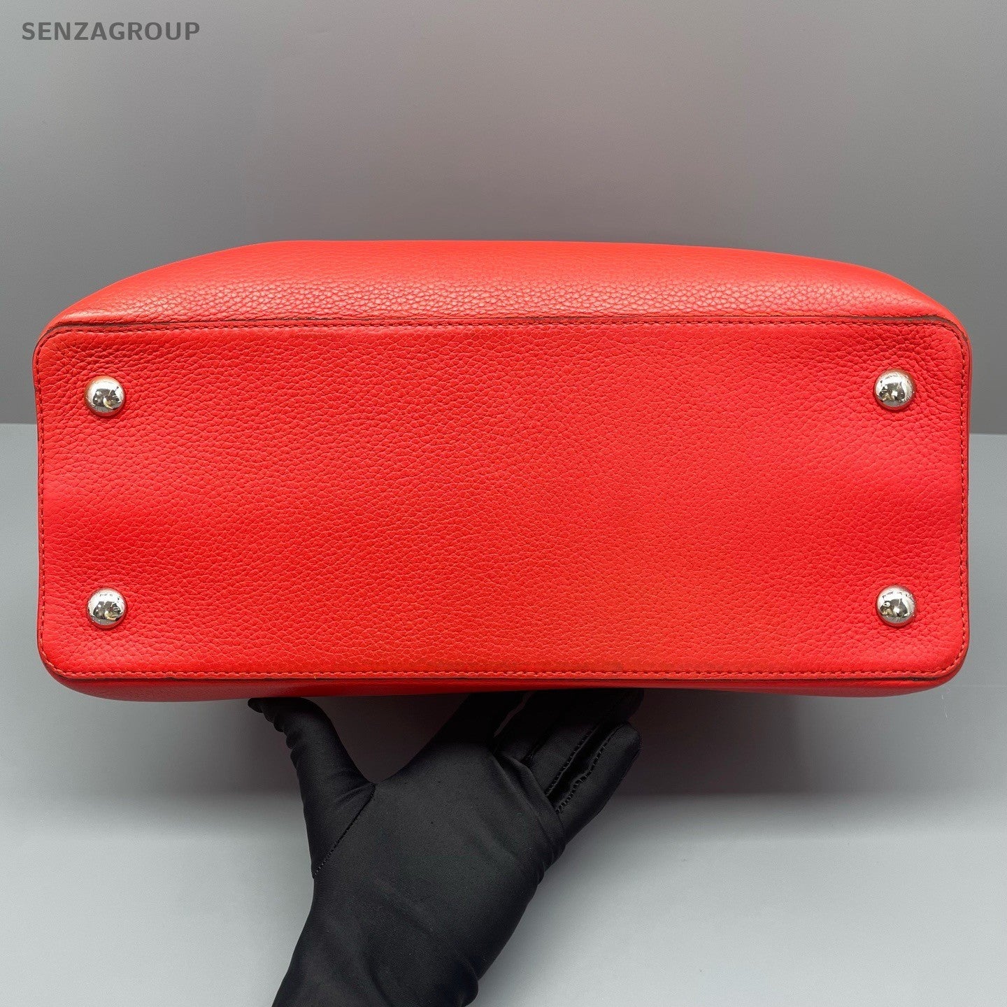 Louis Vuitton Capucines GM Top Handle Bag Red Silver Used Women Classic