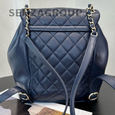 Chanel 25A Navy Blue Calfskin Large Duma Backpack Gold Hardware