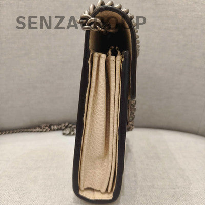 Gucci Dionysus Mini Chain Shoulder Bag Beige Silver Hardware Classic Women