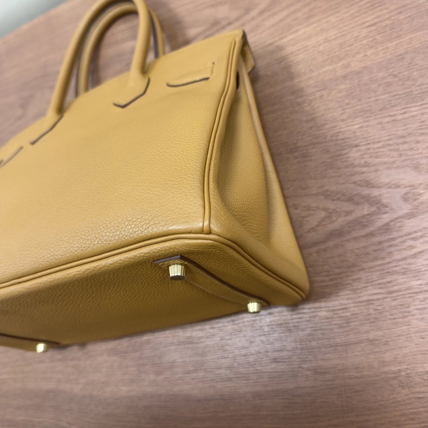 Hermes Birkin 30 Top Handle Brown Gold Women Classic