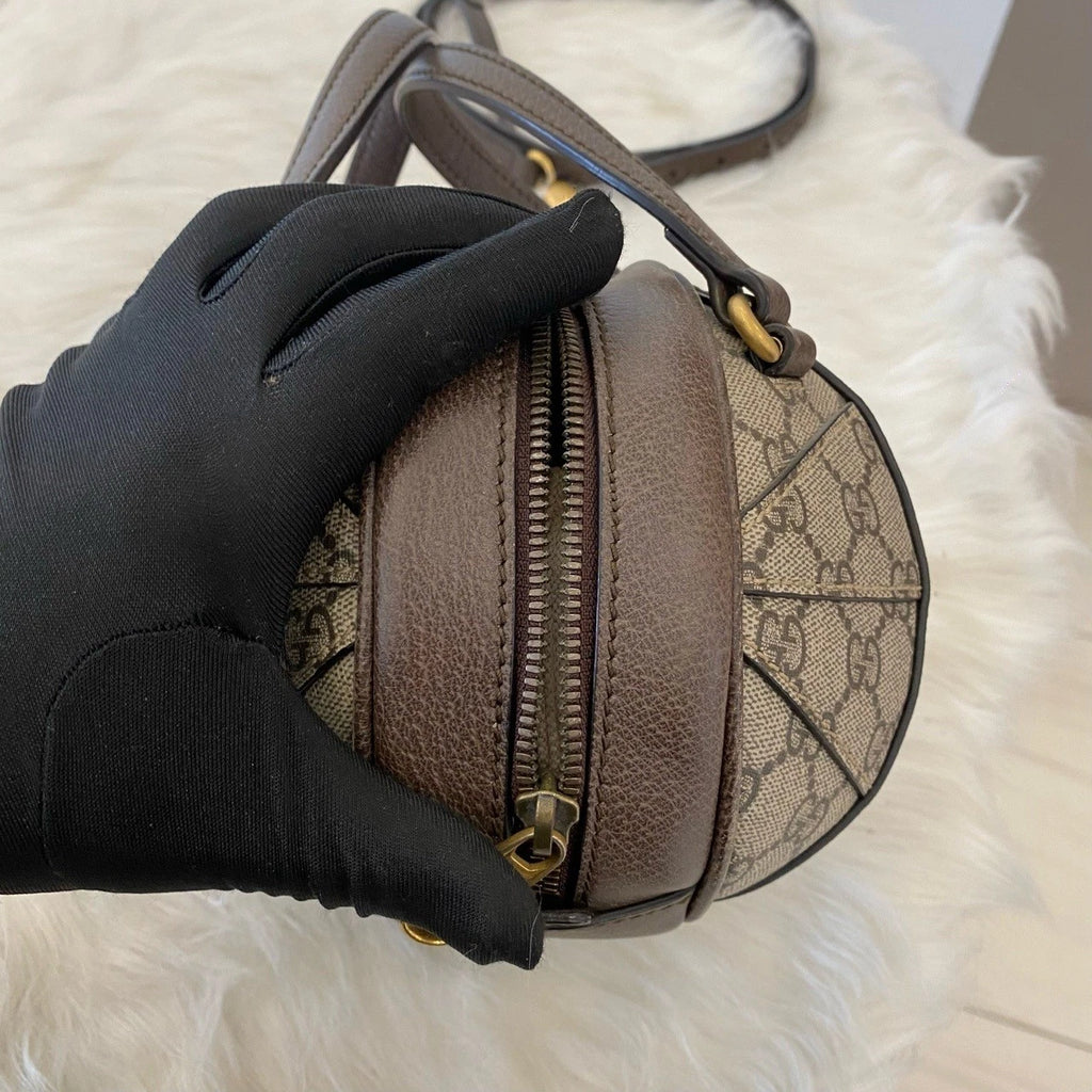 Gucci GG Monogram Football Bag Brown Crossbody Unisex Classic