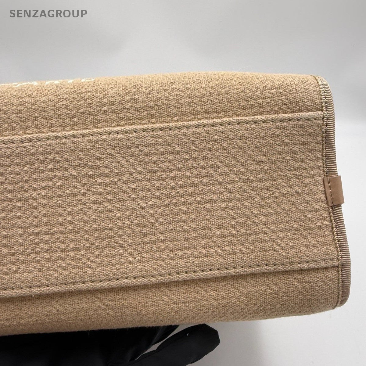 Chanel Canvas Beach Bag Top Handle Bag Chain Shoulder Bag Beige Silver Women