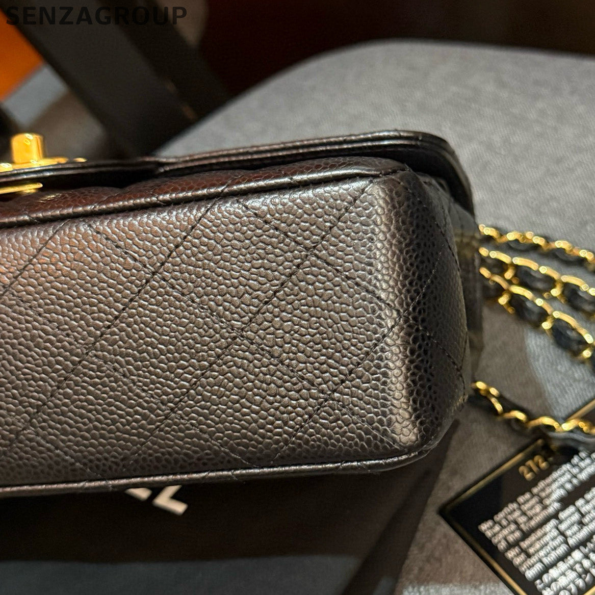 Chanel Black Gold CF Small Quilted Chain Shoulder Bag