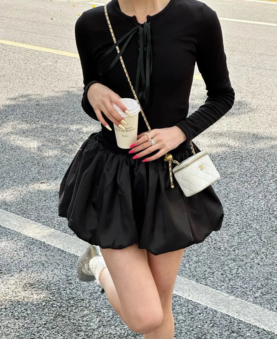 CHANEL White Lambskin Gold Ball Mini Box Crossbody Bag For Women