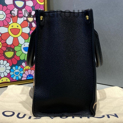 Louis Vuitton OnTheGo MM Monogram Empreinte Leather Tote Bag Black White