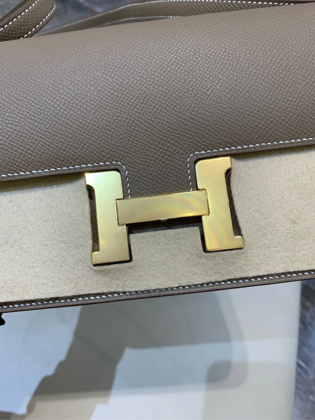 Hermes Constance Elan Epsom Leather Grey Shoulder Bag For Women