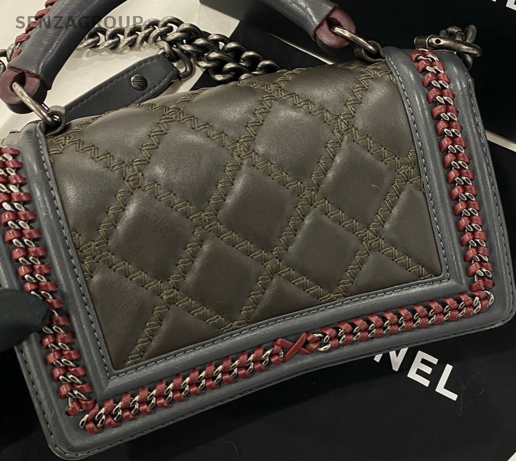 Chanel Leboy PM Chain Shoulder Bag Crossbody Black Silver Women Classic