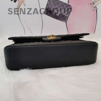 Chanel Classic Flap Medium Black Caviar Leather Shoulder Crossbody Bag