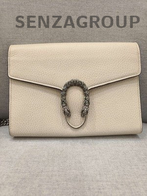Gucci Dionysus Mini Chain Shoulder Bag Beige Silver Hardware Classic Women