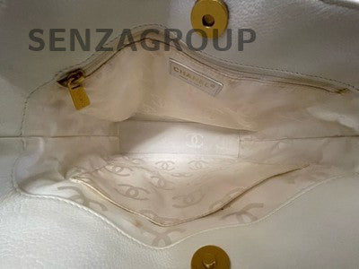 Chanel Vivienne Handbag White Gold Women Classic Quilted Pattern