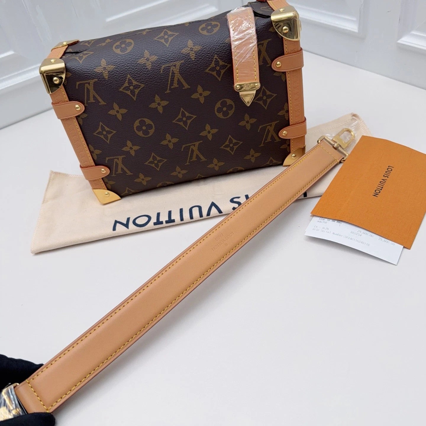 Louis Vuitton Side Trunk MM Monogram Top Handle Shoulder Bag Brown Gold Women