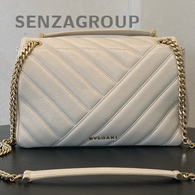 Bvlgari Serpenti Cabochon Chain Shoulder Crossbody Bag White