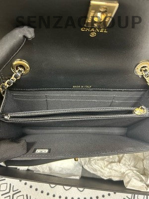 Chanel Quilted Black Gold Shoulder Crossbody Handbag - Women's Classic