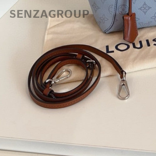 Louis Vuitton Hina PM Monogram Tote Top Handle Bag Crossbody Blue Silver Women