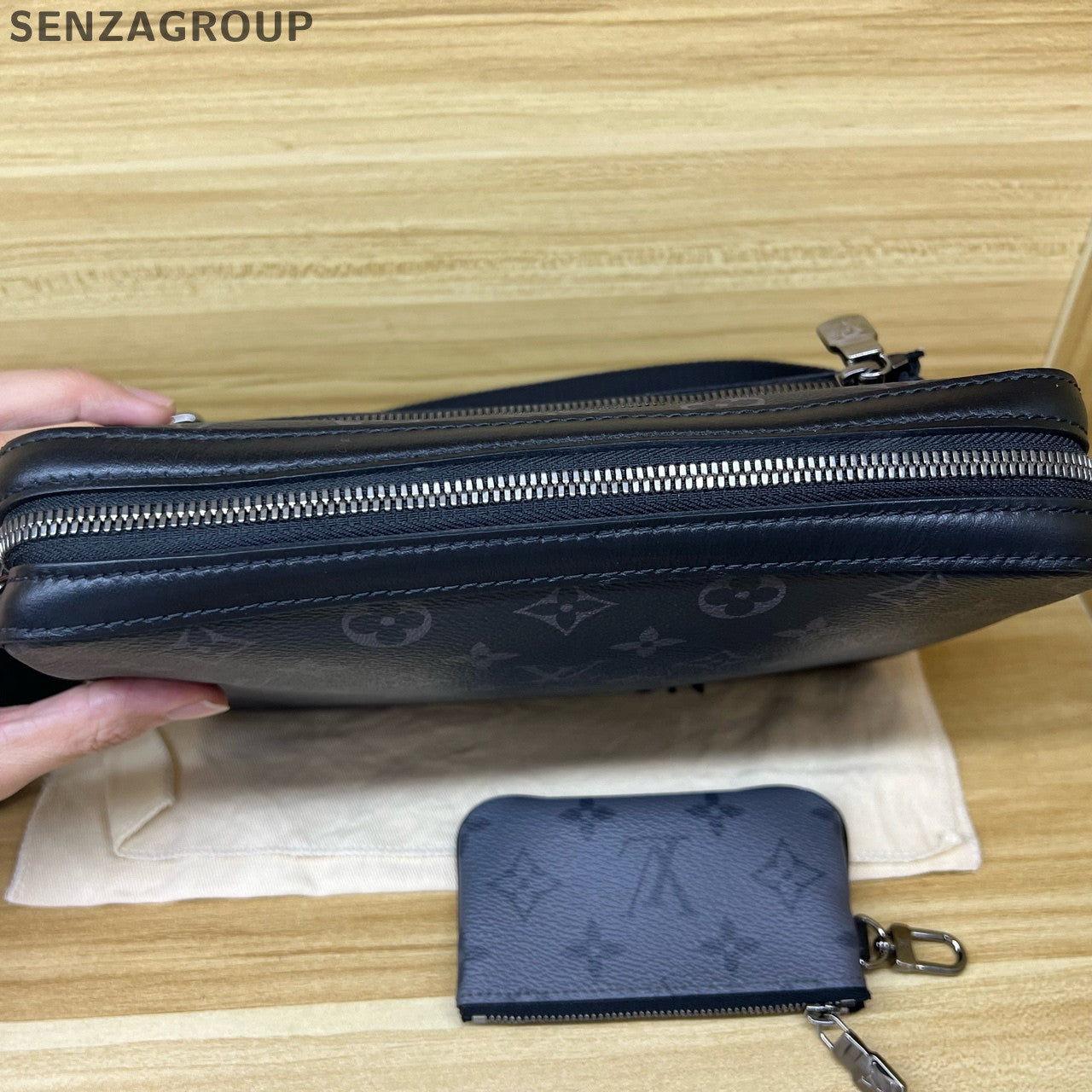 Louis Vuitton Monogram Tri-fold Shoulder Bag Black Silver Unisex Classic