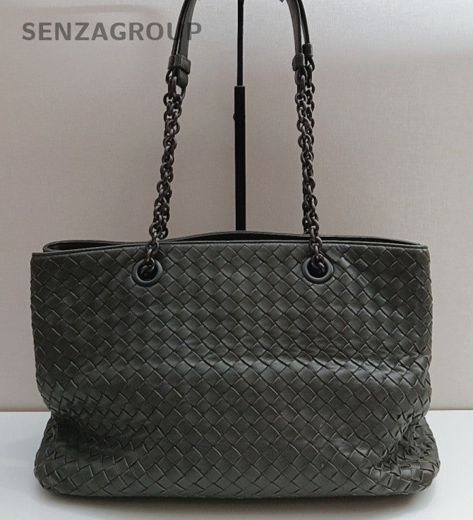 Bottega Veneta Tote Chain Shoulder Bag Gray Black Hardware Women Classic