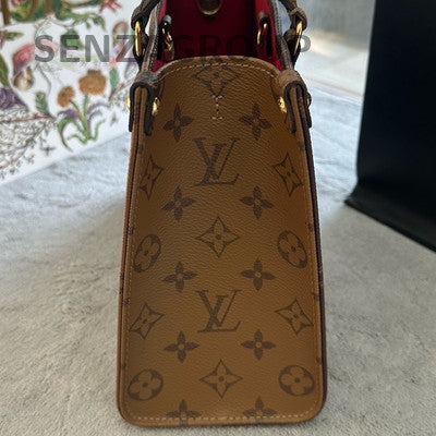 Louis Vuitton OnTheGo Small Tote Bag Brown Gold Hardware Classic Women