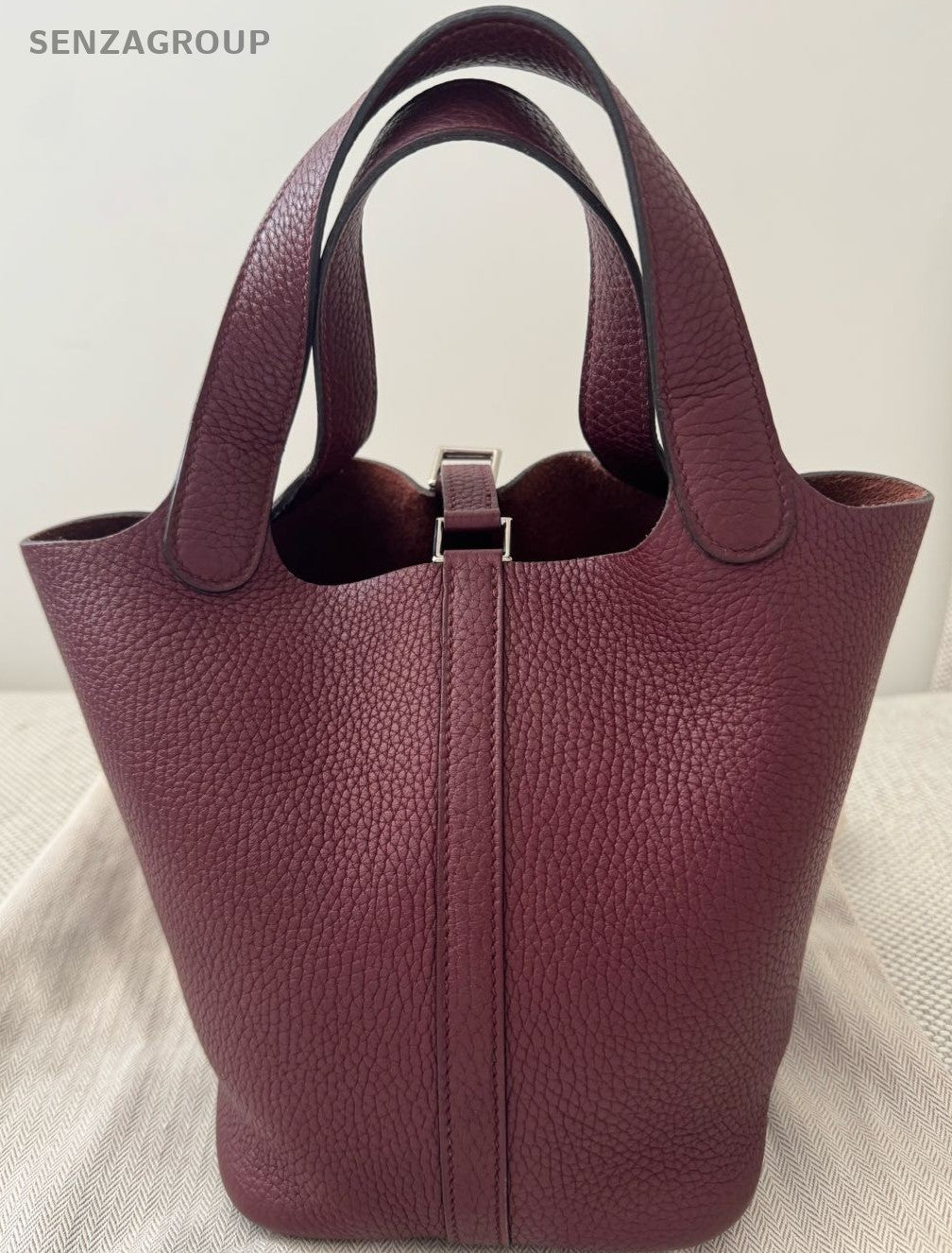 Hermes Picotin Lock Silver Hardware Tote Bag Red Used Women Classic Designer
