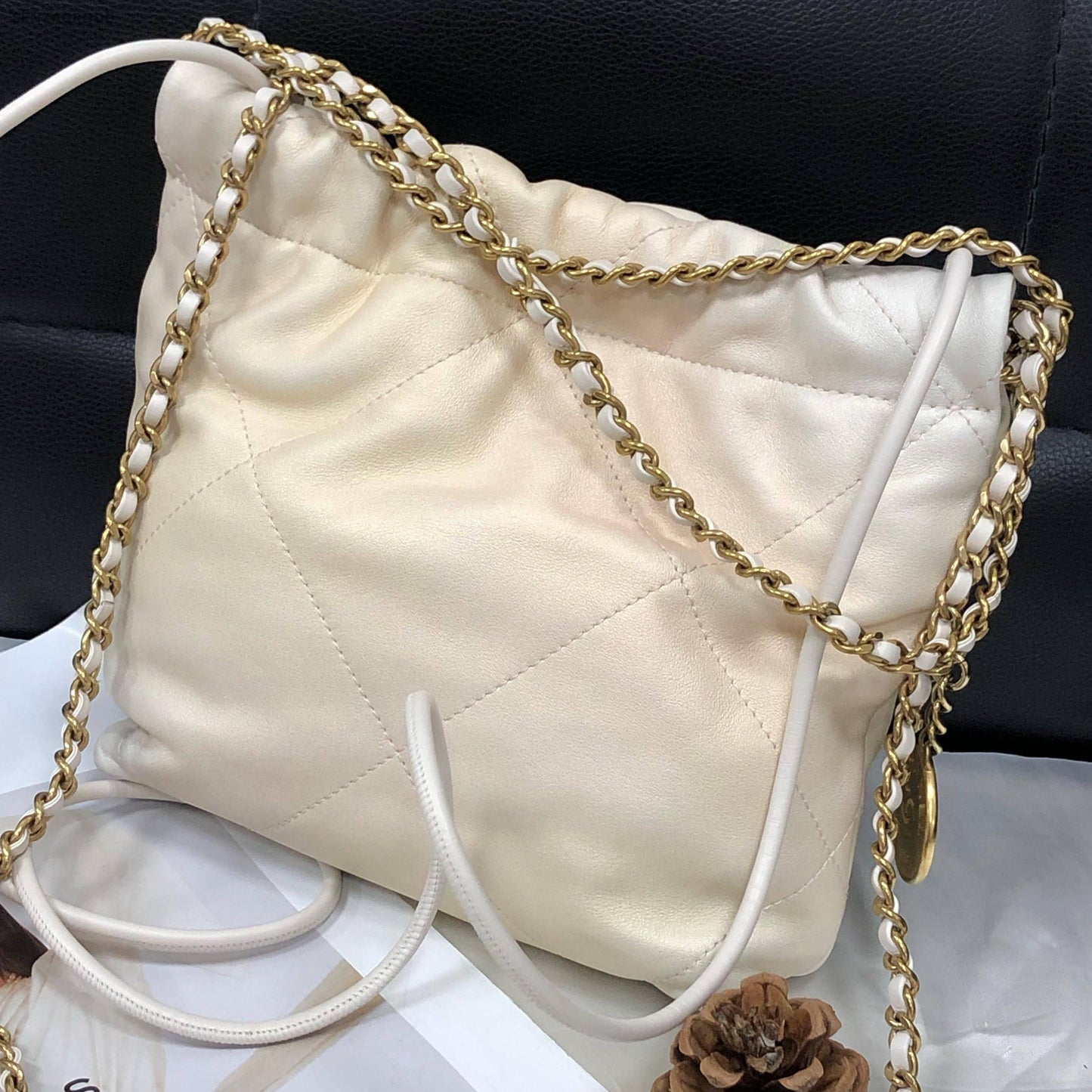 Chanel 22 Bag Mini Calfskin Gold Chain Crossbody Shoulder Bag Women Classic