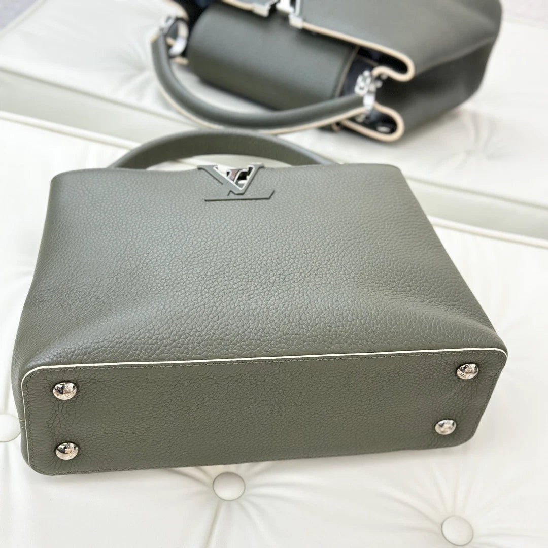 Louis Vuitton Capucines MM Calfskin Top Handle Crossbody Bag Green Women S