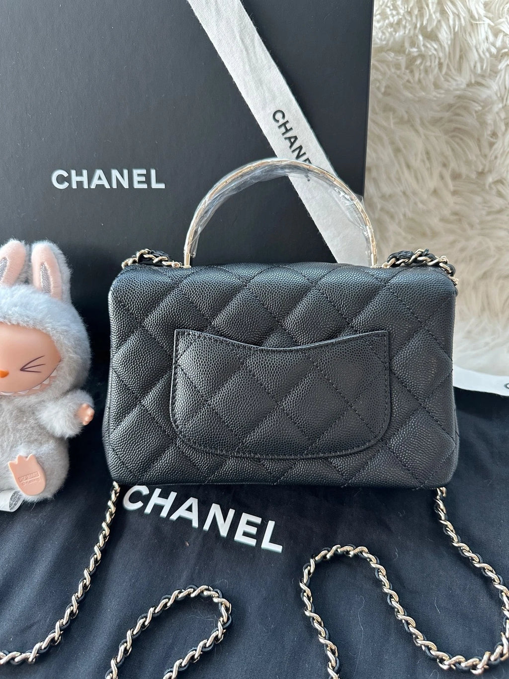 CHANEL Black Calfskin Mini Coco Crush Top Handle Bag For Women