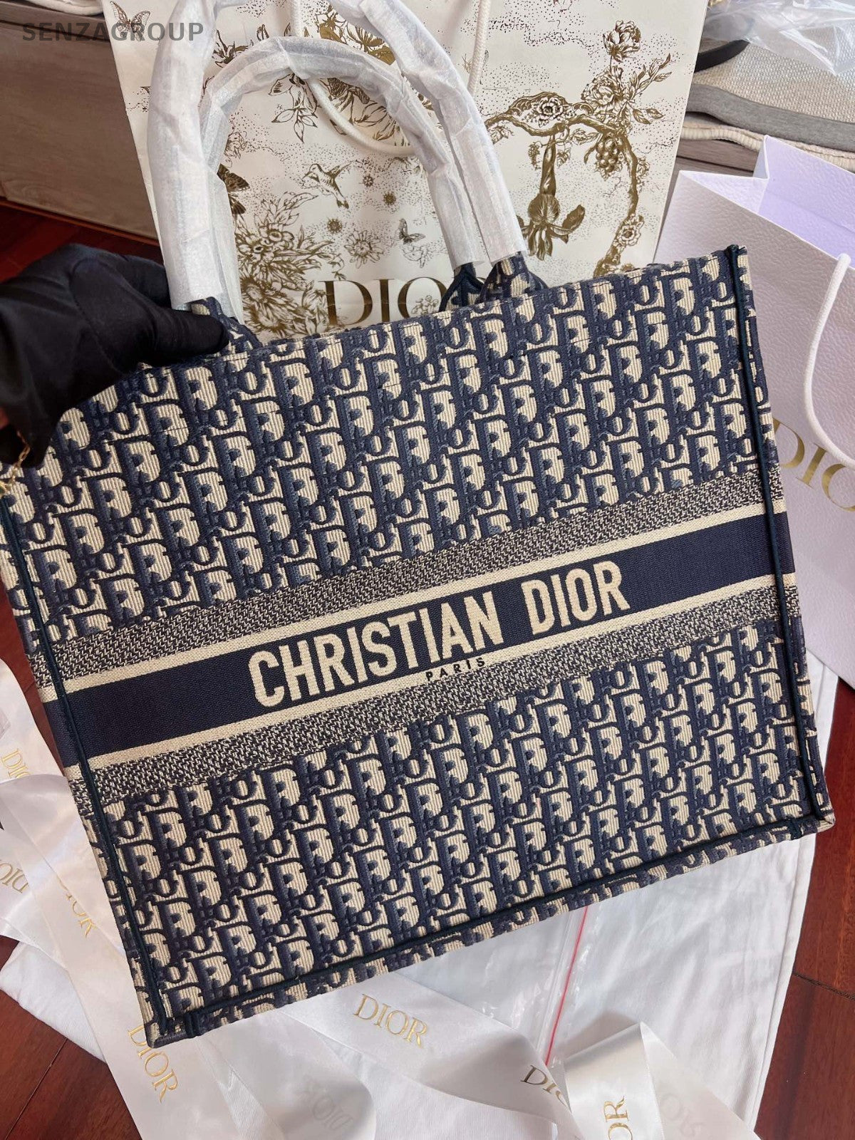 Christian Dior Book Tote GM Monogram Top Handle Canvas Handbag Women Classic