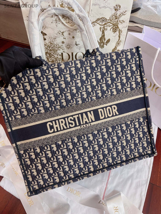 Christian Dior Book Tote GM Monogram Top Handle Canvas Handbag Women Classic