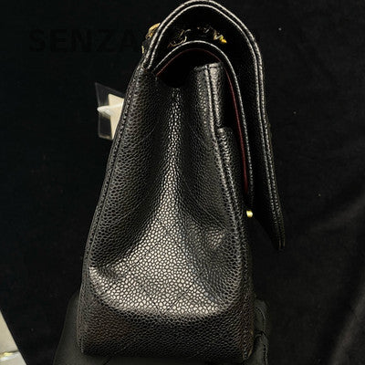 Chanel Classic Flap Jumbo Black Gold Quilted Chain Shoulder Bag