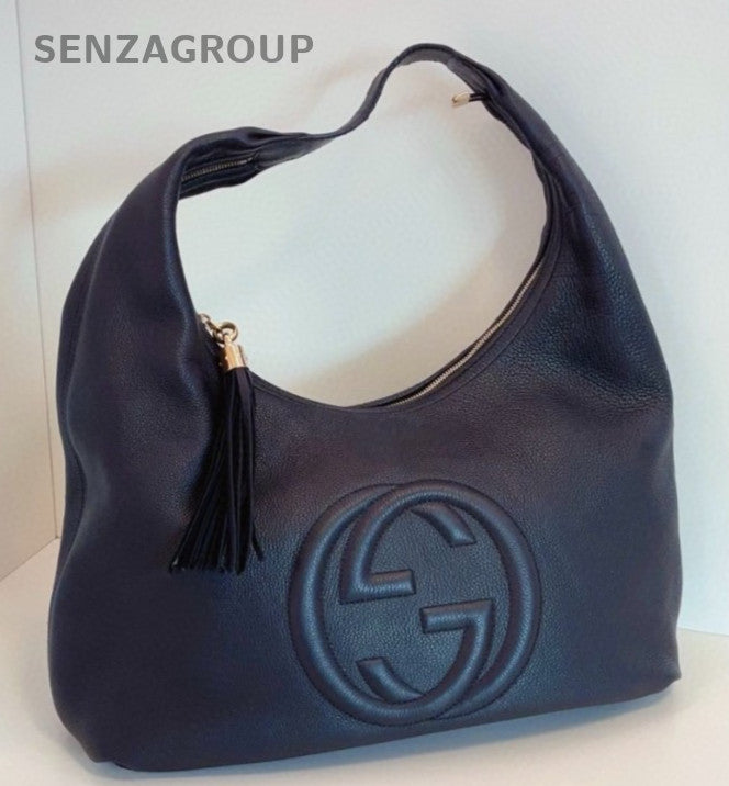 Gucci Soho Hobo Bag Black Gold Top Handle Shoulder Bag Women Classic Fashion