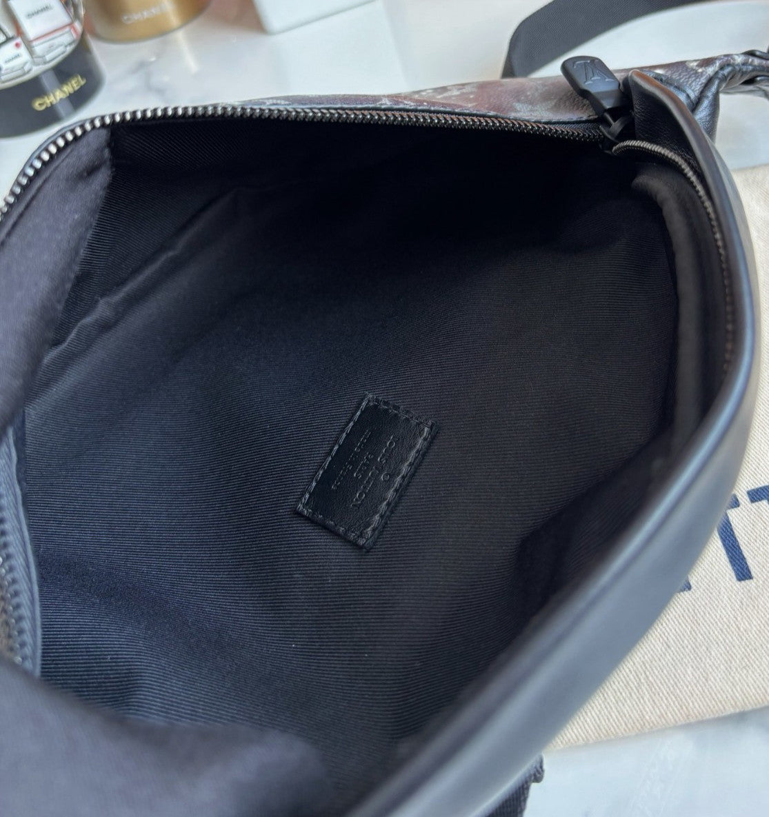 Louis Vuitton Discovery Monogram Chest Bag Black Unisex Adults Almost Brand New