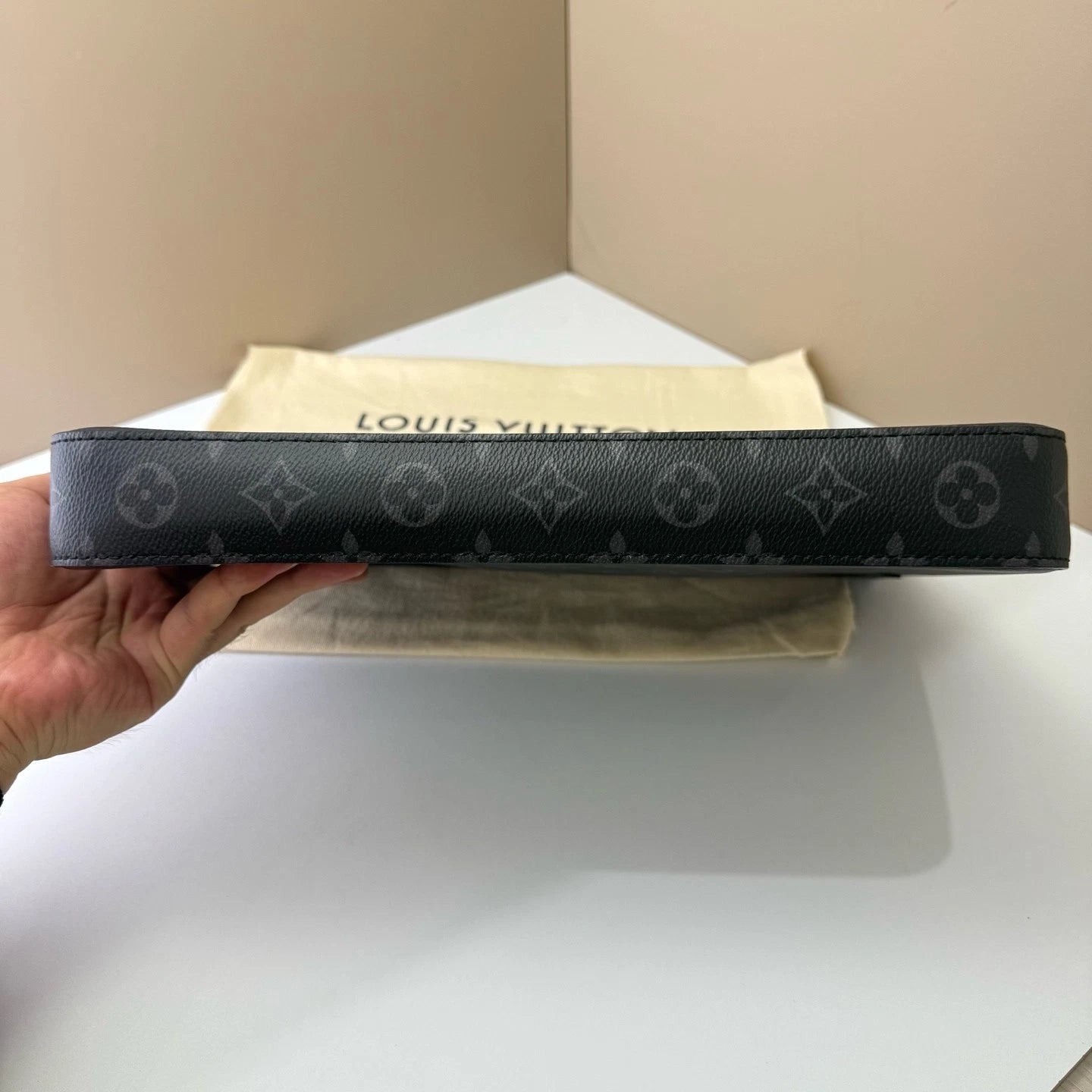 Louis Vuitton Monogram Canvas Black Clutch For Unisex Adults