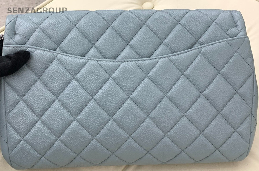 Chanel Timeless Classic Flag Armpit Caviar Leather Shoulder Bag Blue Women
