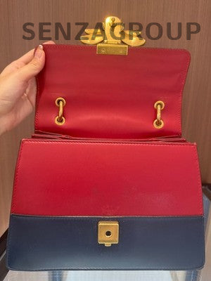 Gucci Margaret Leather Pearl Bee Shoulder Crossbody Bag Red Pink Blue