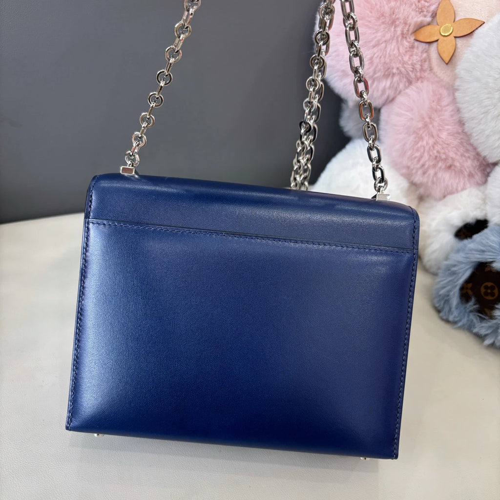 Hermes Verrou Mini Chain Shoulder Bag Blue Silver Used Women Classic