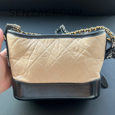 Chanel Gabrielle Small Chevron Chain Shoulder Crossbody Bag Beige