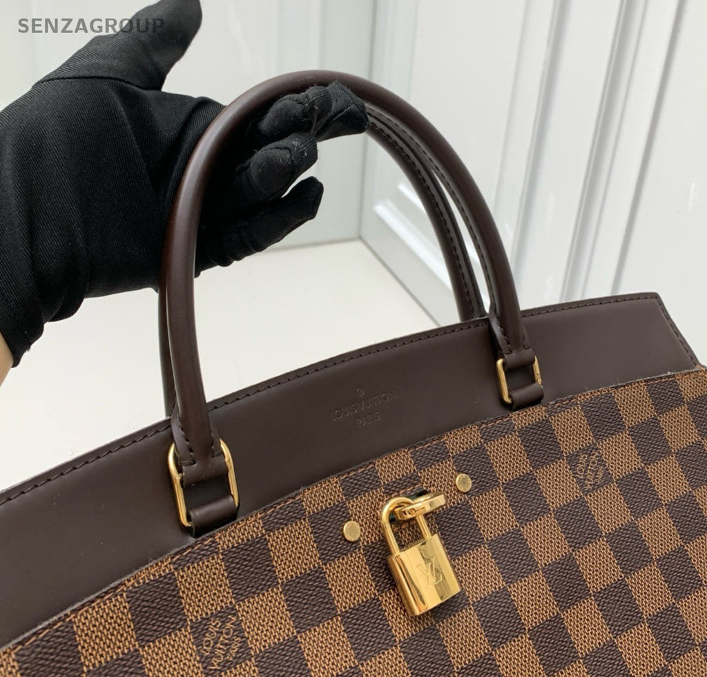 Louis Vuitton Damier 2Way Top Handle Bag Shoulder Bag Brown Gold Women Classic