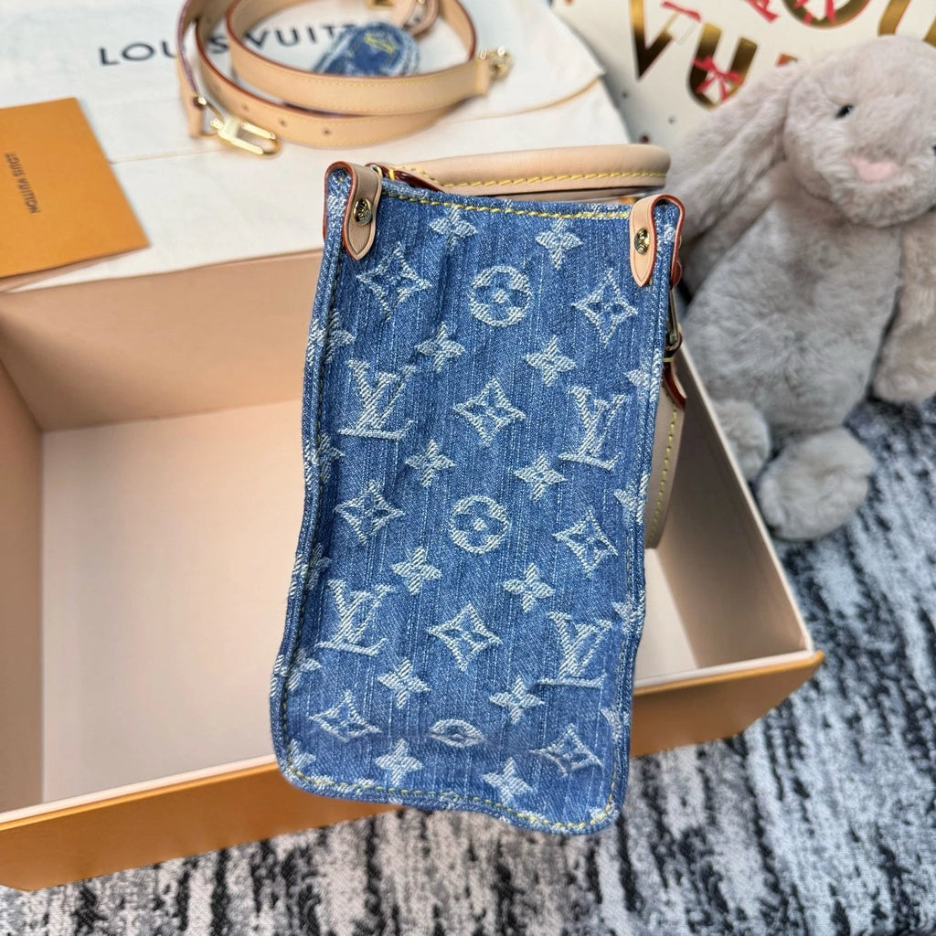 Louis Vuitton Blue Denim Onthego PM Small Tote Bag For Women