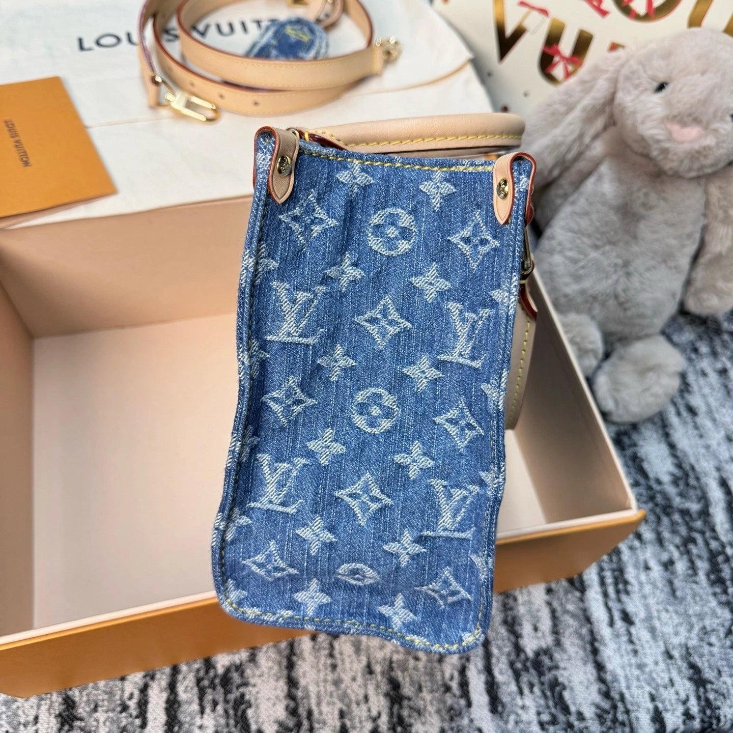 Louis Vuitton Blue Denim Onthego PM Small Tote Bag For Women