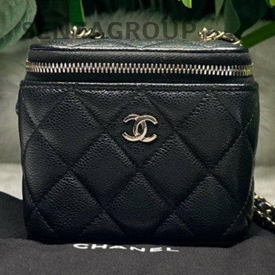 Chanel 23S Mini Vanity Black Caviar Leather Chain Crossbody Bag