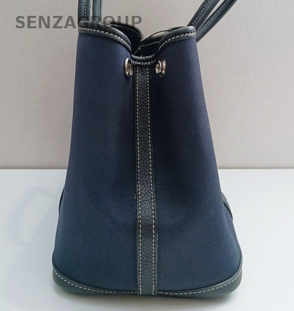 Hermes Garden Party30 Blue Silver Top Handle Bag Used Women Classic Fashion