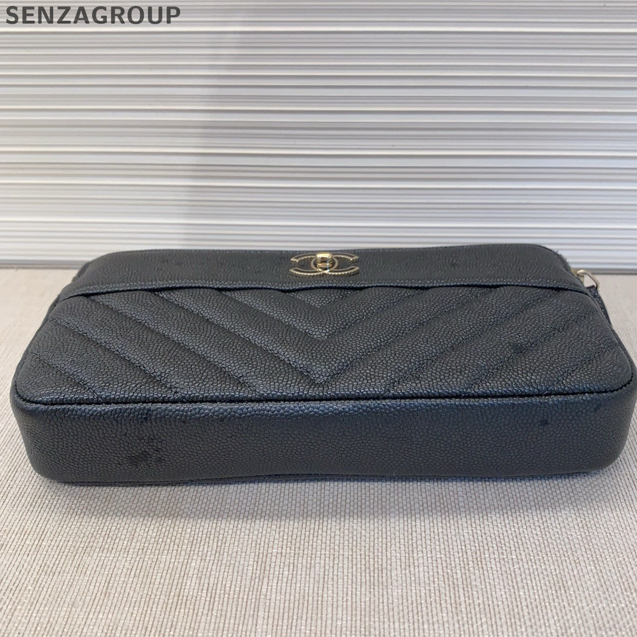 Chanel Quilted Calfskin Phone Crossbody Bag Black Gold Women Classic