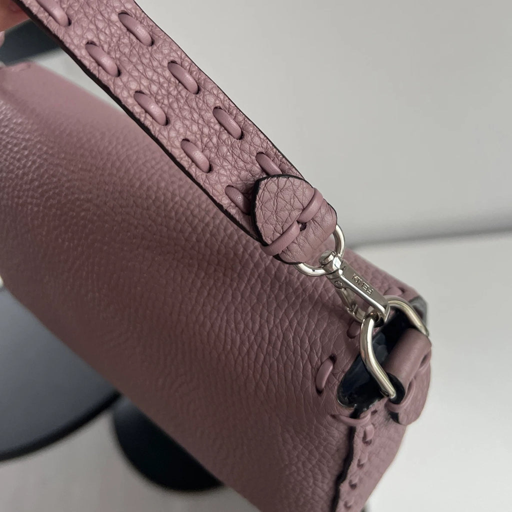 Fendi Baguette Calfskin Purple Top Handle Bag Crossbody Silver Hardware