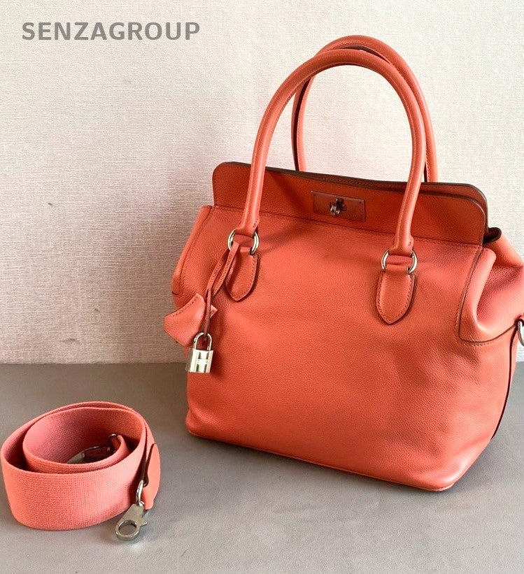 Hermès Toolbox 26 Top Handle Shoulder Crossbody Bag Orange Women