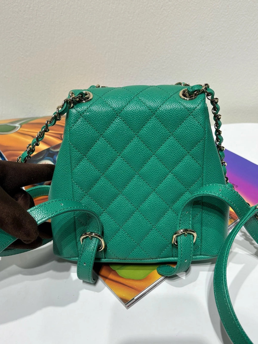 CHANEL Mint Green Grained Leather Small Duma Backpack For Women