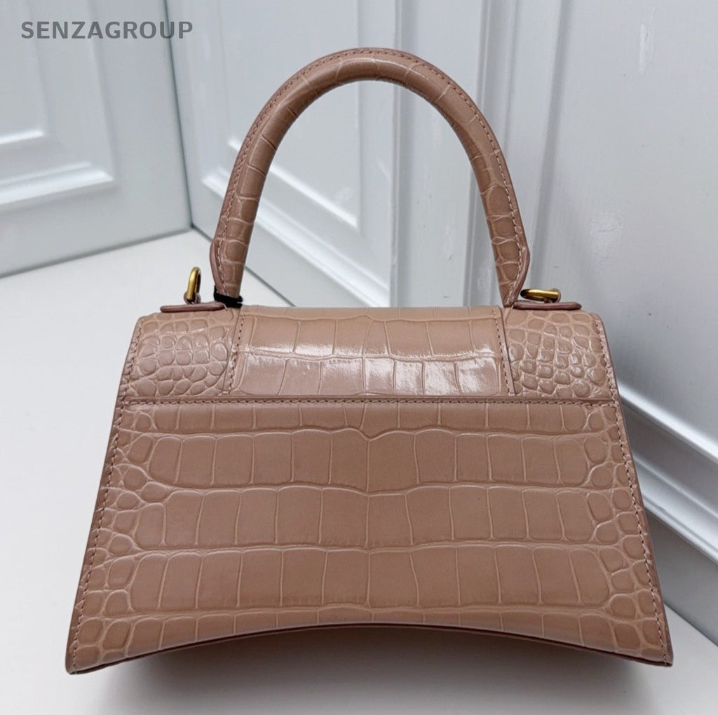 Balenciaga Calfskin PM Top Handle Bag Crossbody Pink Gold Women Classic Fashion
