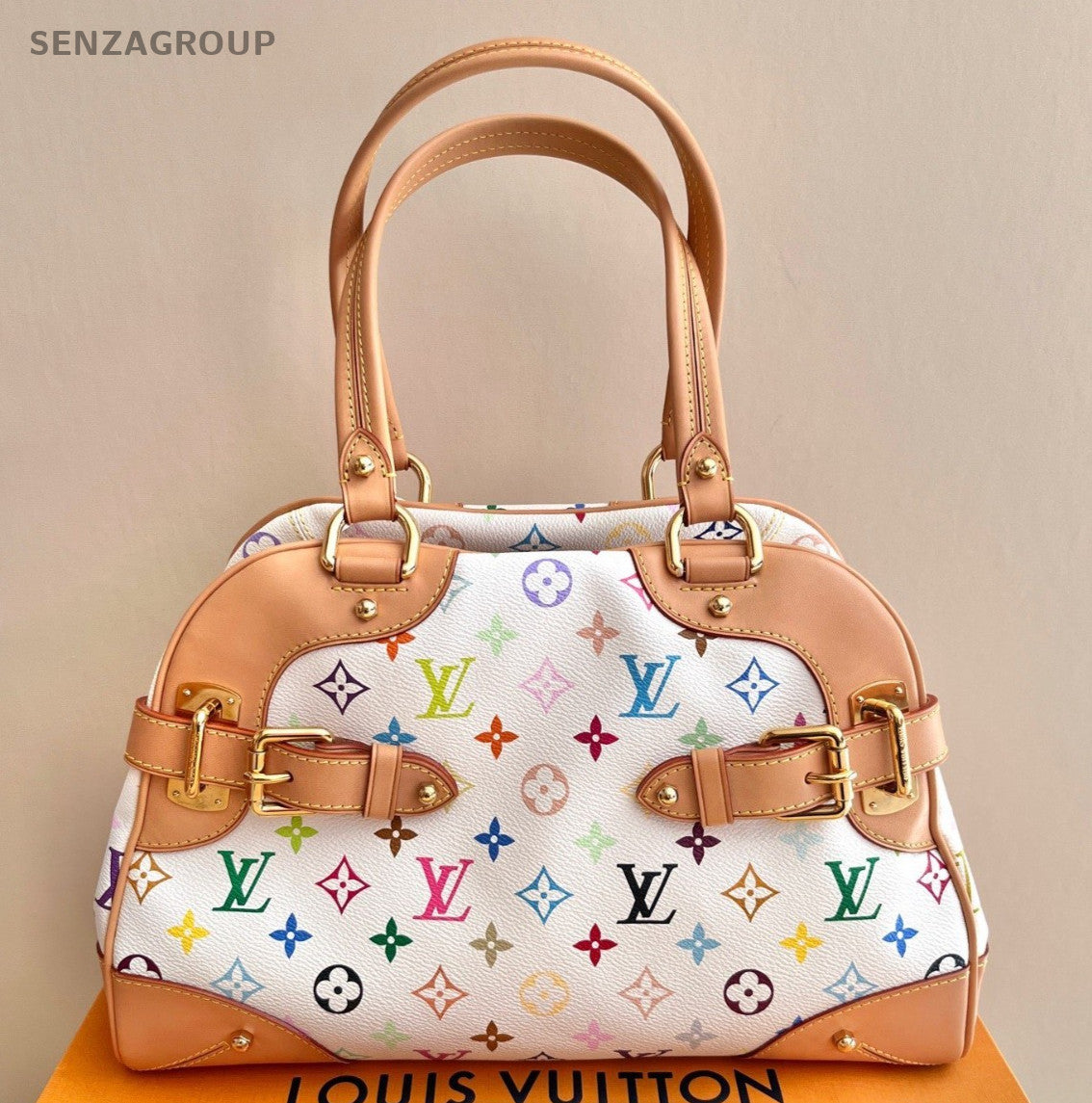 Louis Vuitton Claudia Monogram White Multicolor Shoulder Bag Women Vintage