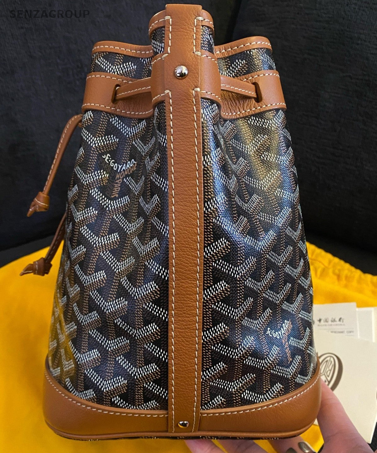 Goyard Petit Flot PM Bucket Shoulder Bag Brown Silver Used Women Classic