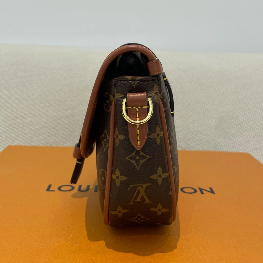 Louis Vuitton Solo Monogram Chain Shoulder Bag Crossbody Brown Gold Women