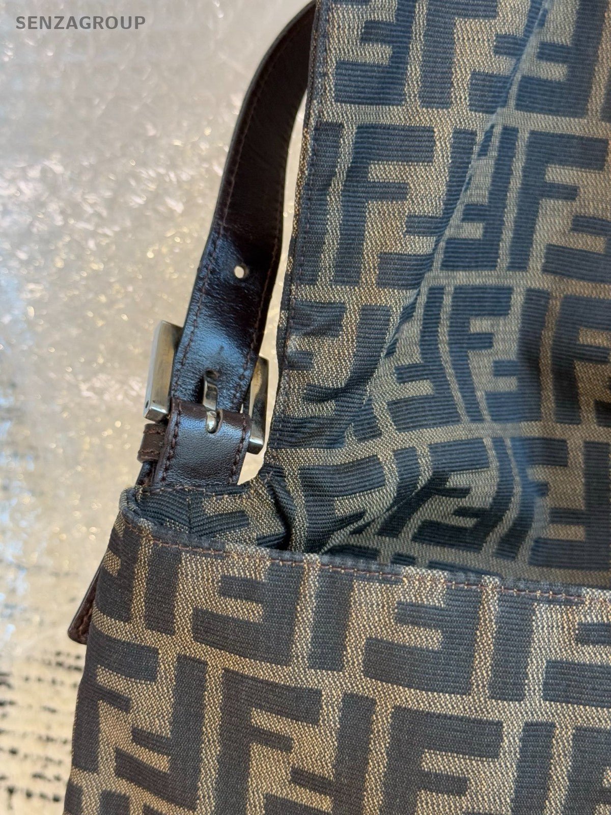 FENDI FF Vintage Monogram Shoulder bag Brown Classic Women